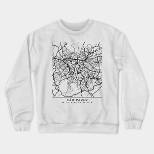 SAO PAULO BRAZIL BLACK CITY STREET MAP ART Crewneck Sweatshirt